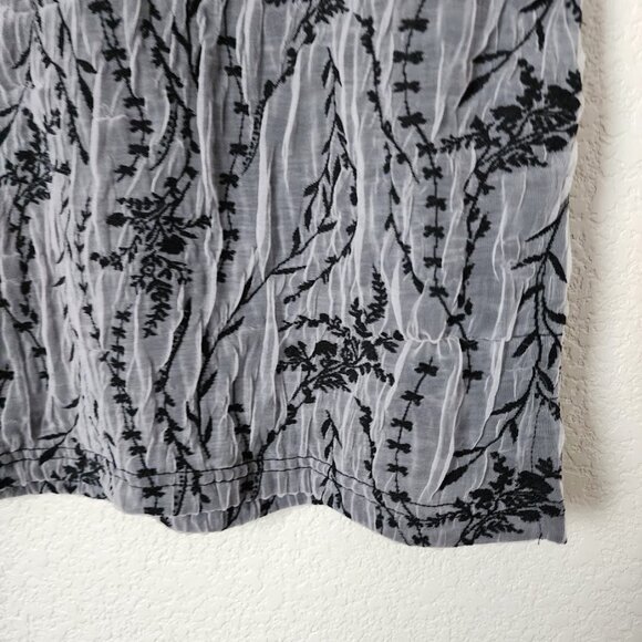 VUE POINT VINTAGE 90s Crinkle Mesh Sheer Tank Top Black Floral Overlay S - Picture 5 of 11